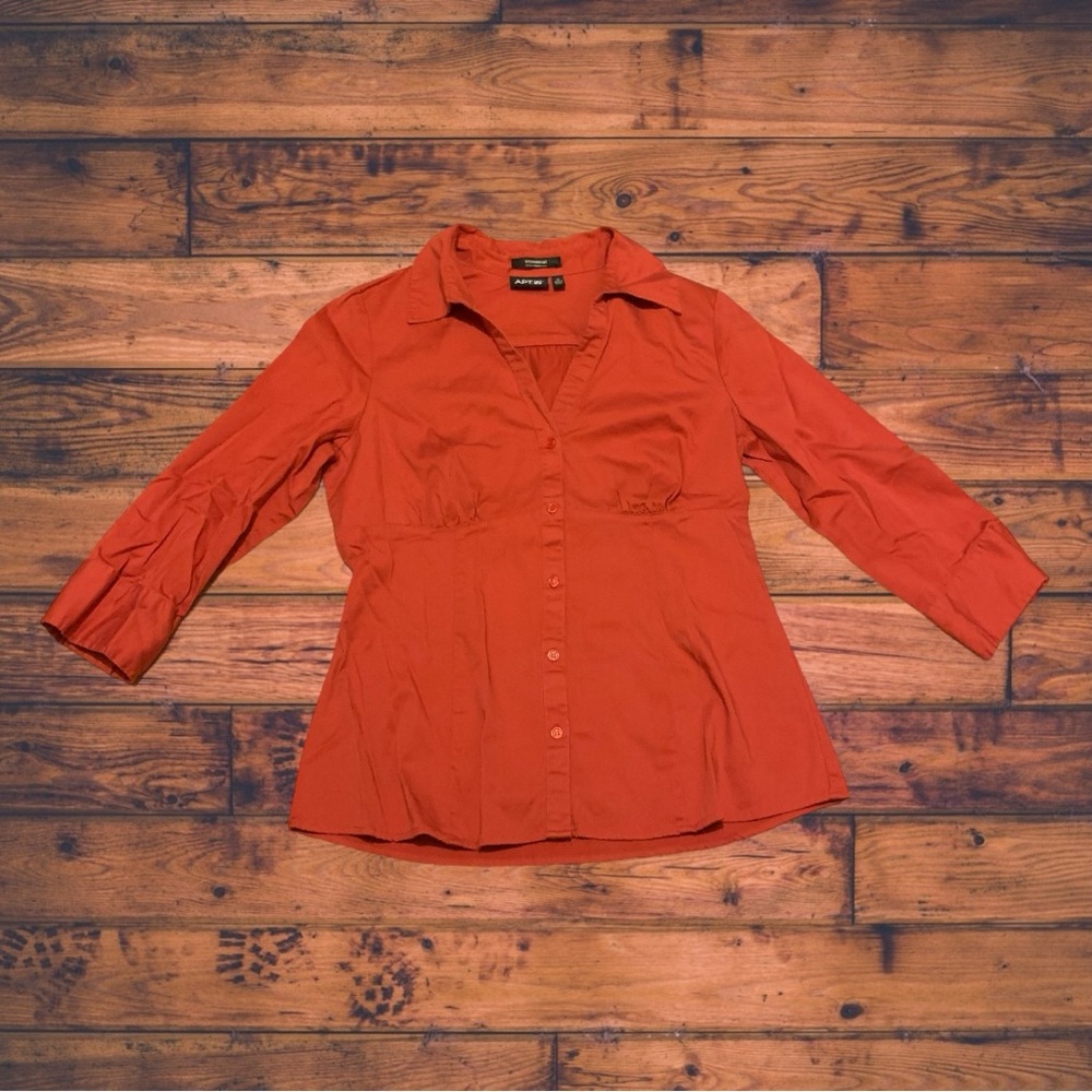Apt 9 Beautiful Red Orange Blouse Shirt Interview Attire Funeral Graduation